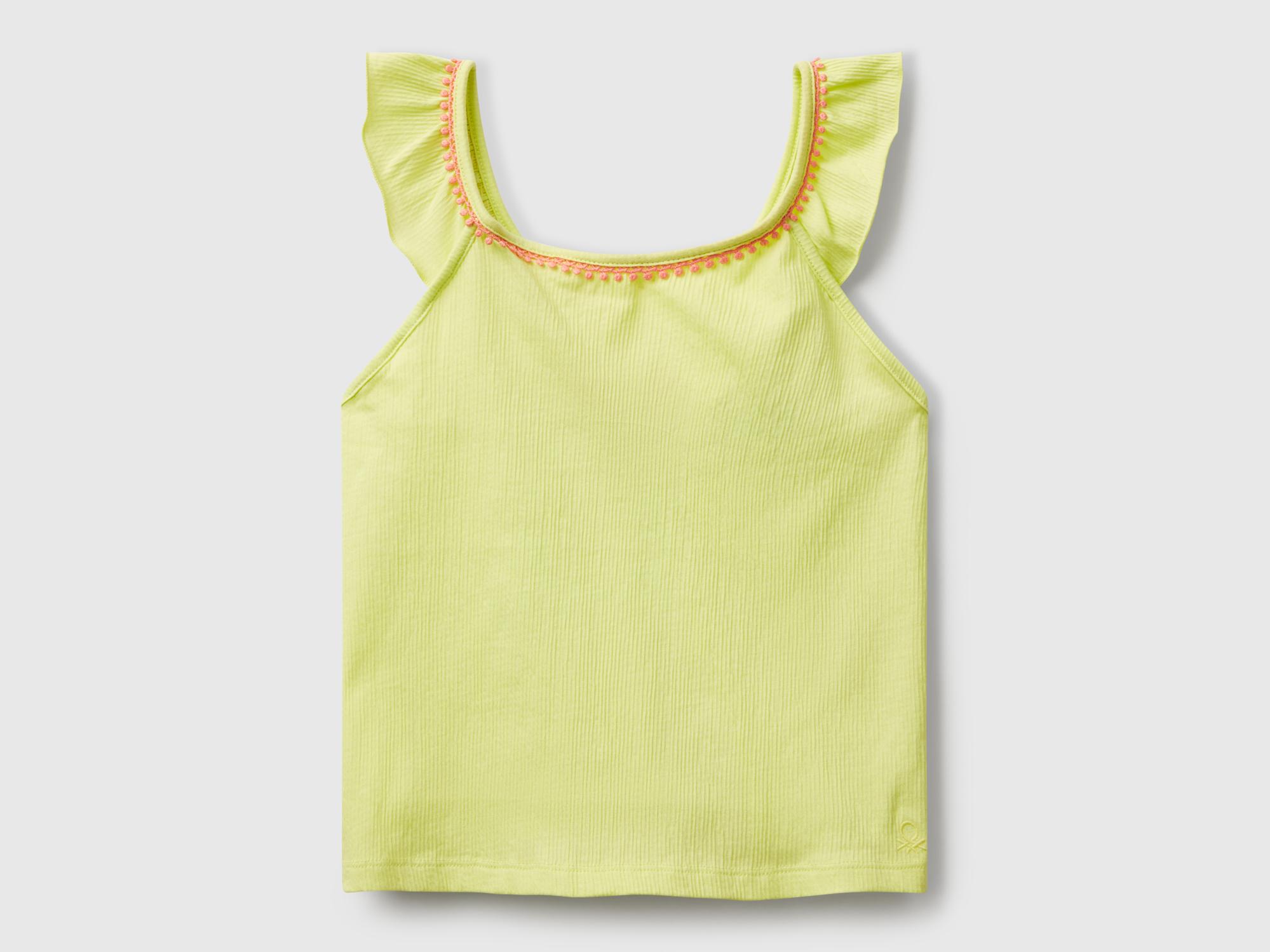  Kız Çocuk Sarı Sırtı Halka Detaylı Logolu Çapraz Askılı Yuvarlak Yaka Atlet