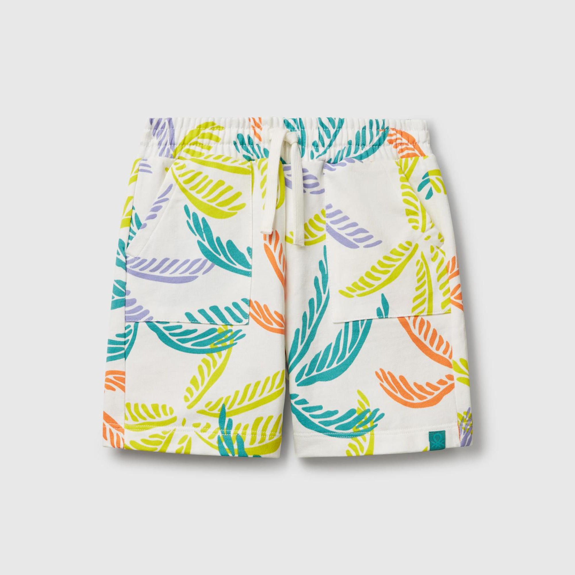 Erkek Çocuk Renkli Mix Tamamı Desenli Beli İpli Cepli Bermuda Şort