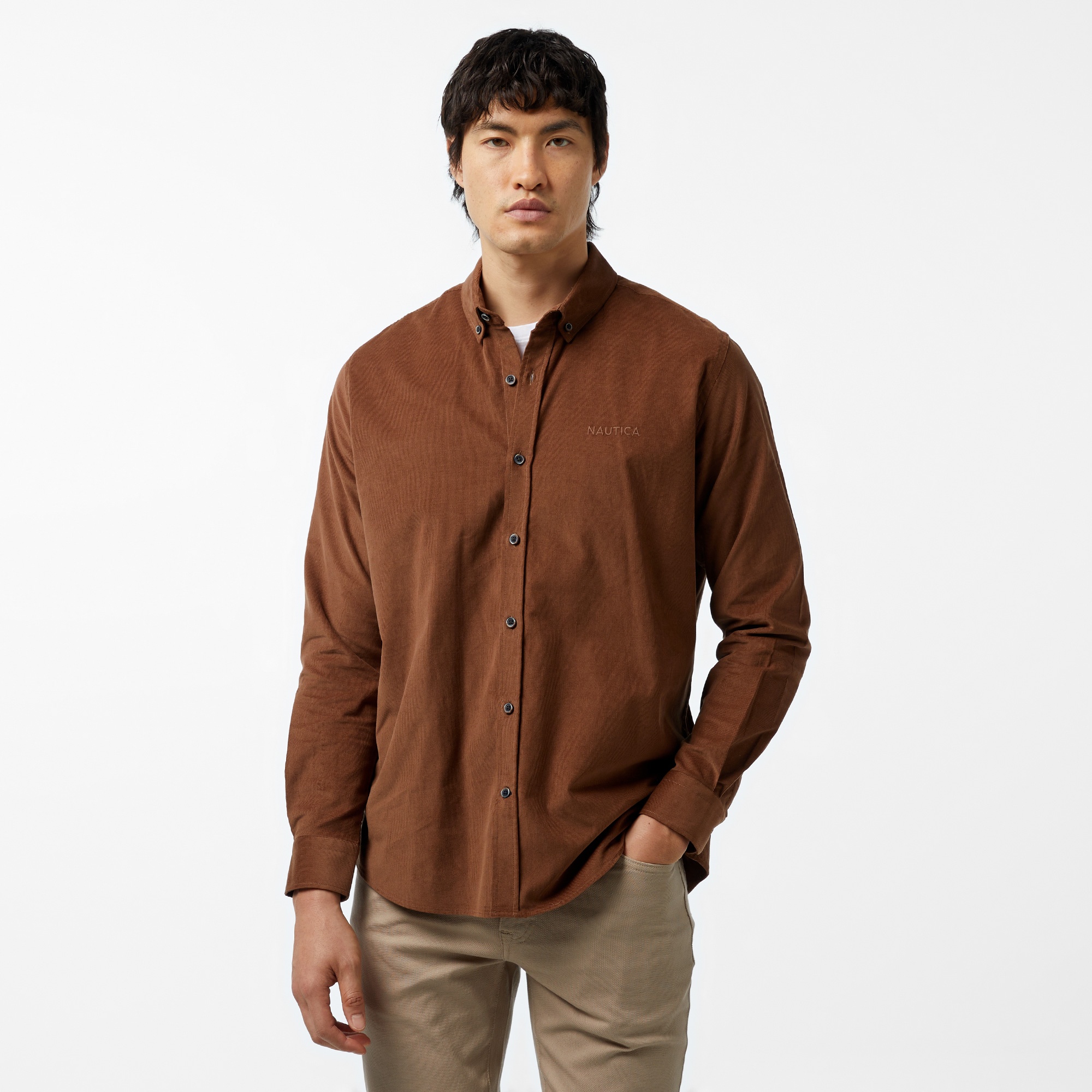 Nautica Erkek Kahverengi Classic Fit Gömlek