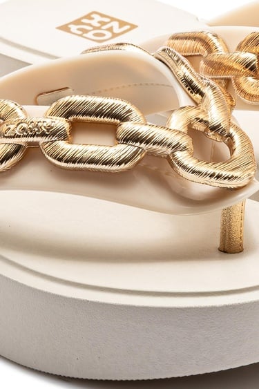  Chain Kadın Parmak Arası Terlik Açık Bej 35/40