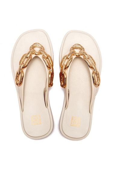  Chain Kadın Parmak Arası Terlik Açık Bej 35/40