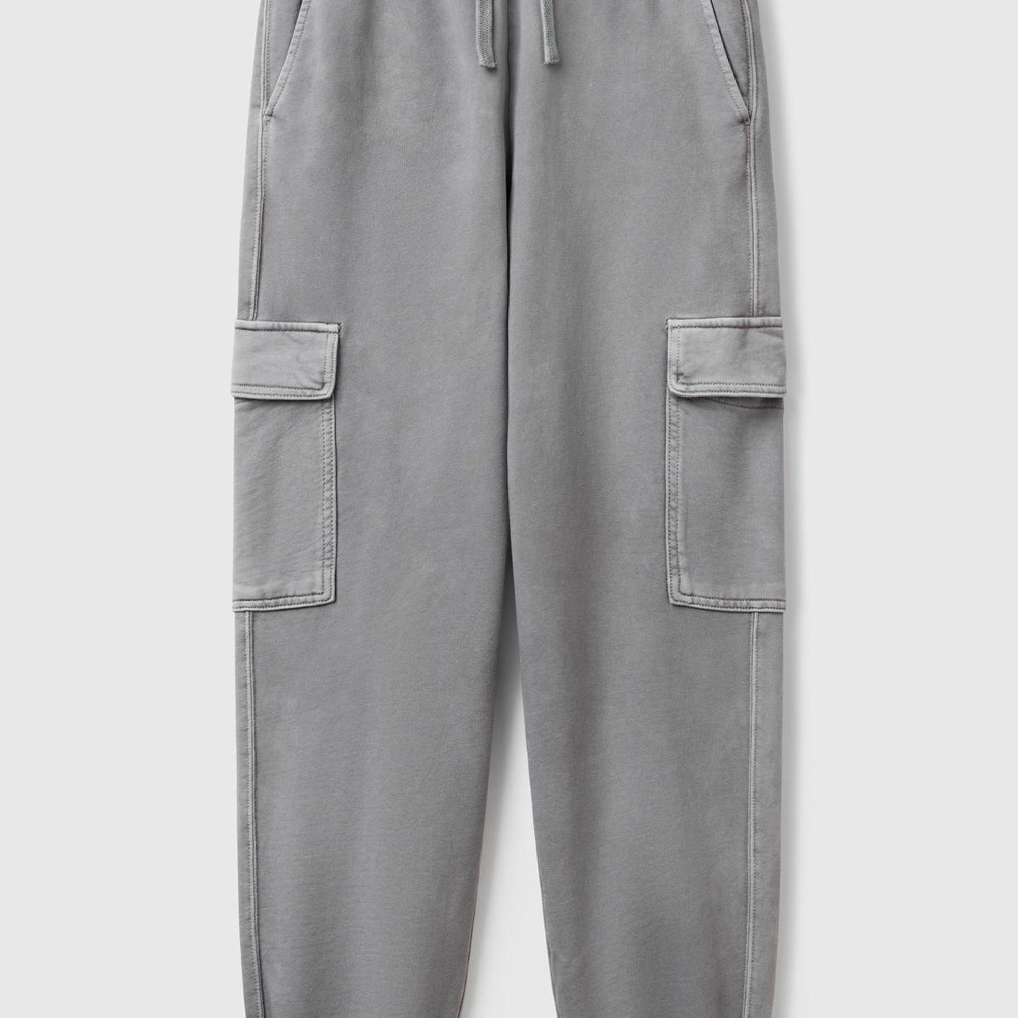 Kadın Antrasit %100 Pamuk Beli İpli Relax Fit Kargo Eşofman Altı