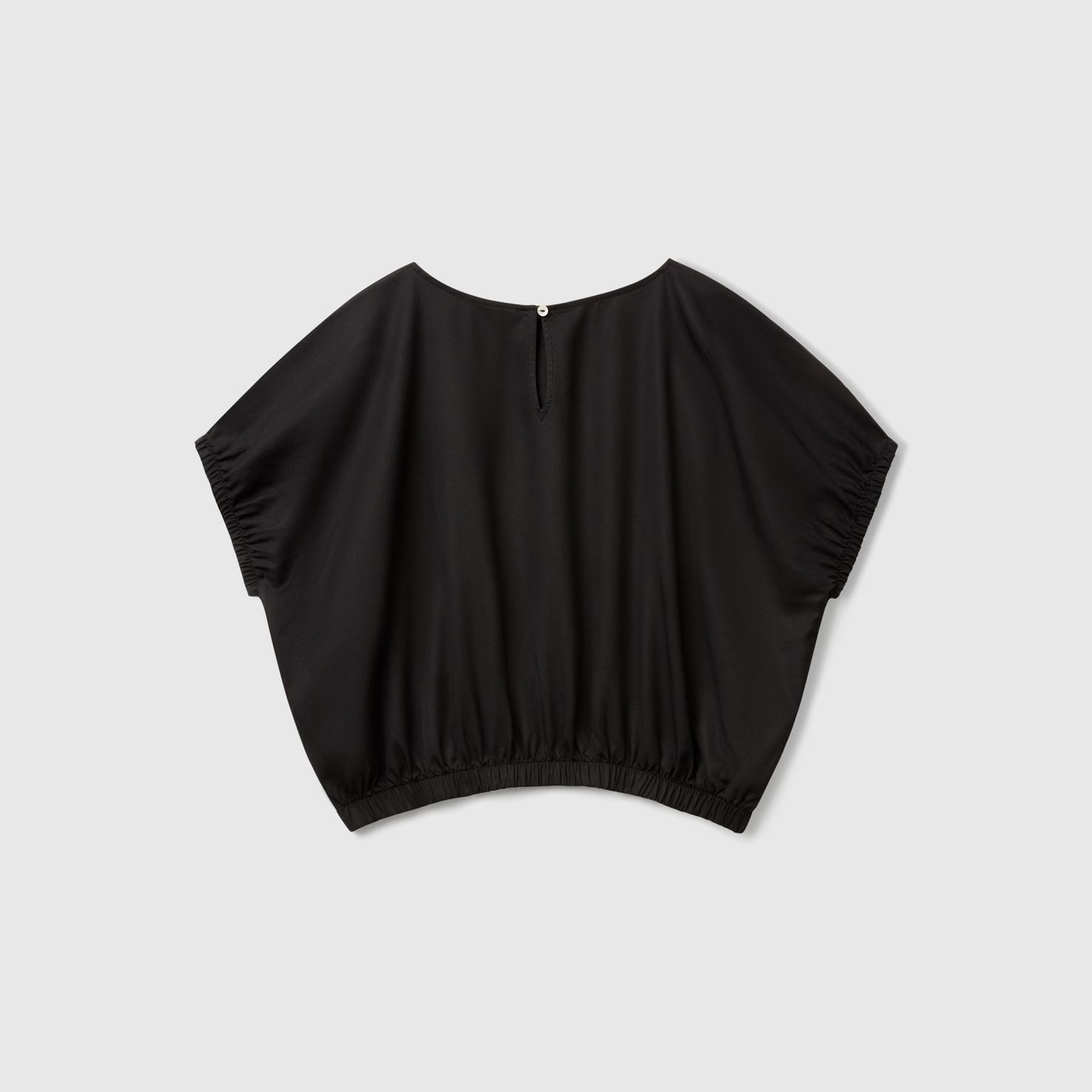 Kadın Siyah %100 Liyosel Beli Lastikli Kimona Kol Bluz