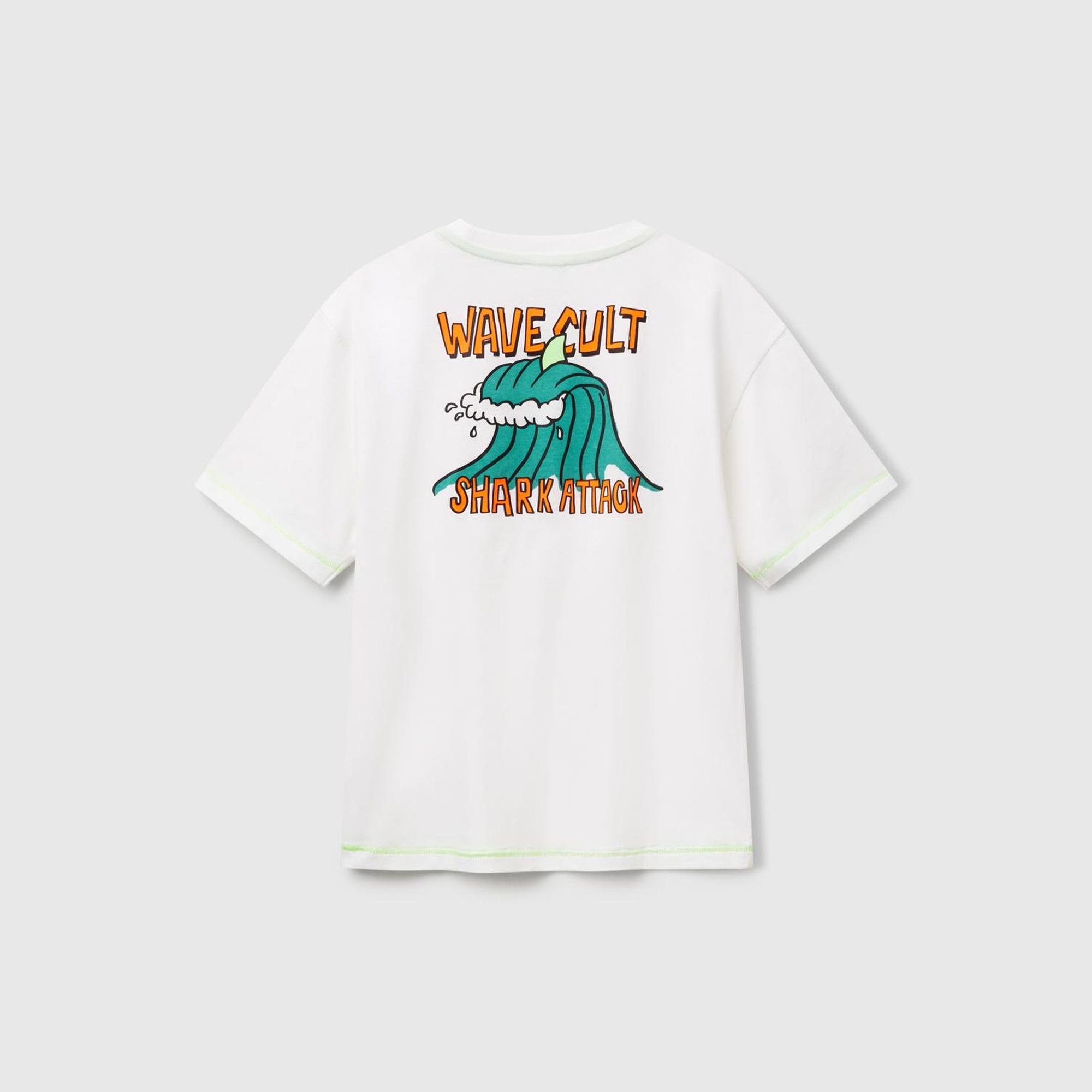 Erkek Çocuk Beyaz Ajurlu Önü ve Arkası Baskılı T-Shirt