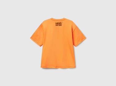  Erkek Çocuk Turuncu Ajurlu Önü ve Arkası Baskılı T-Shirt