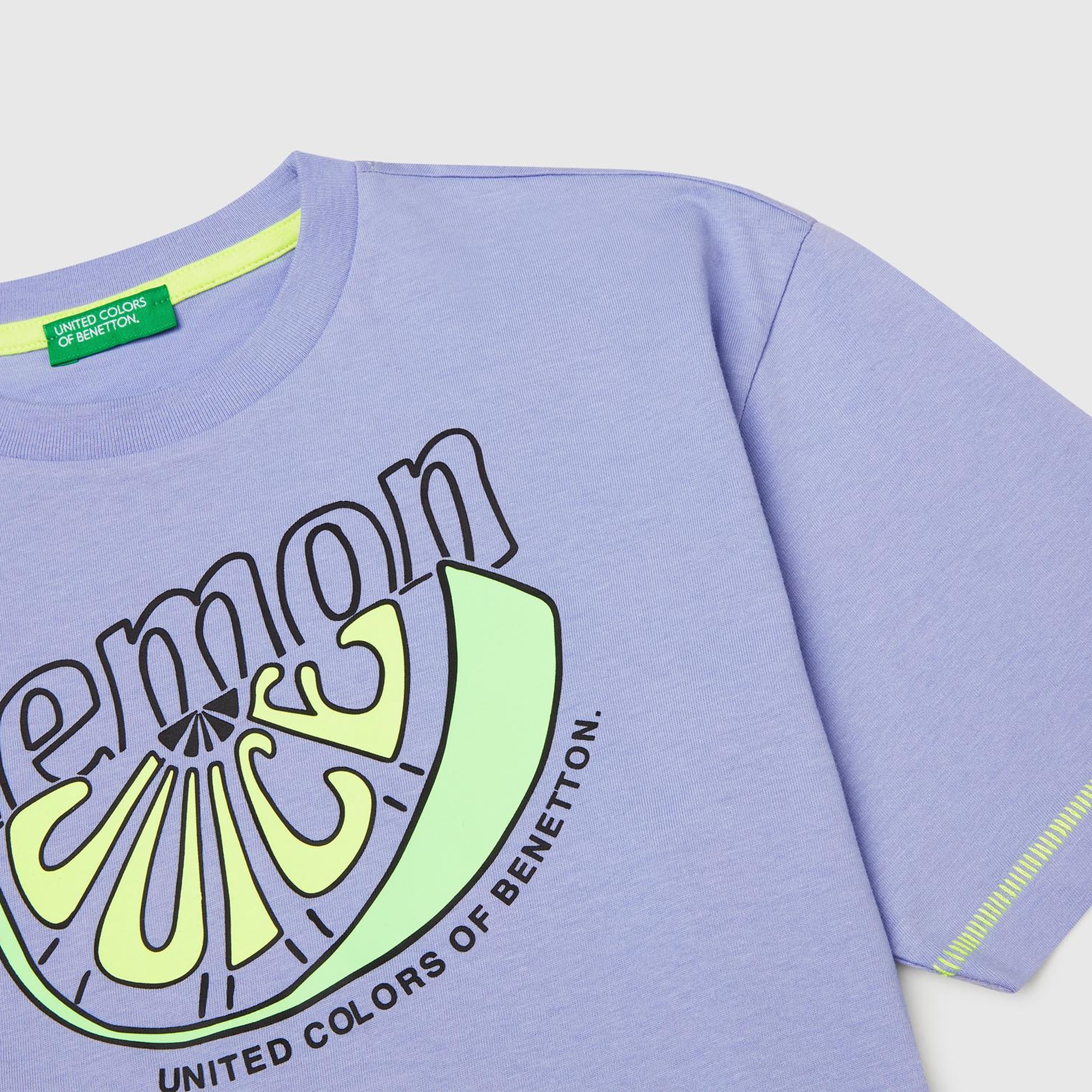 Erkek Çocuk Mor Ajurlu Önü ve Arkası Baskılı T-Shirt