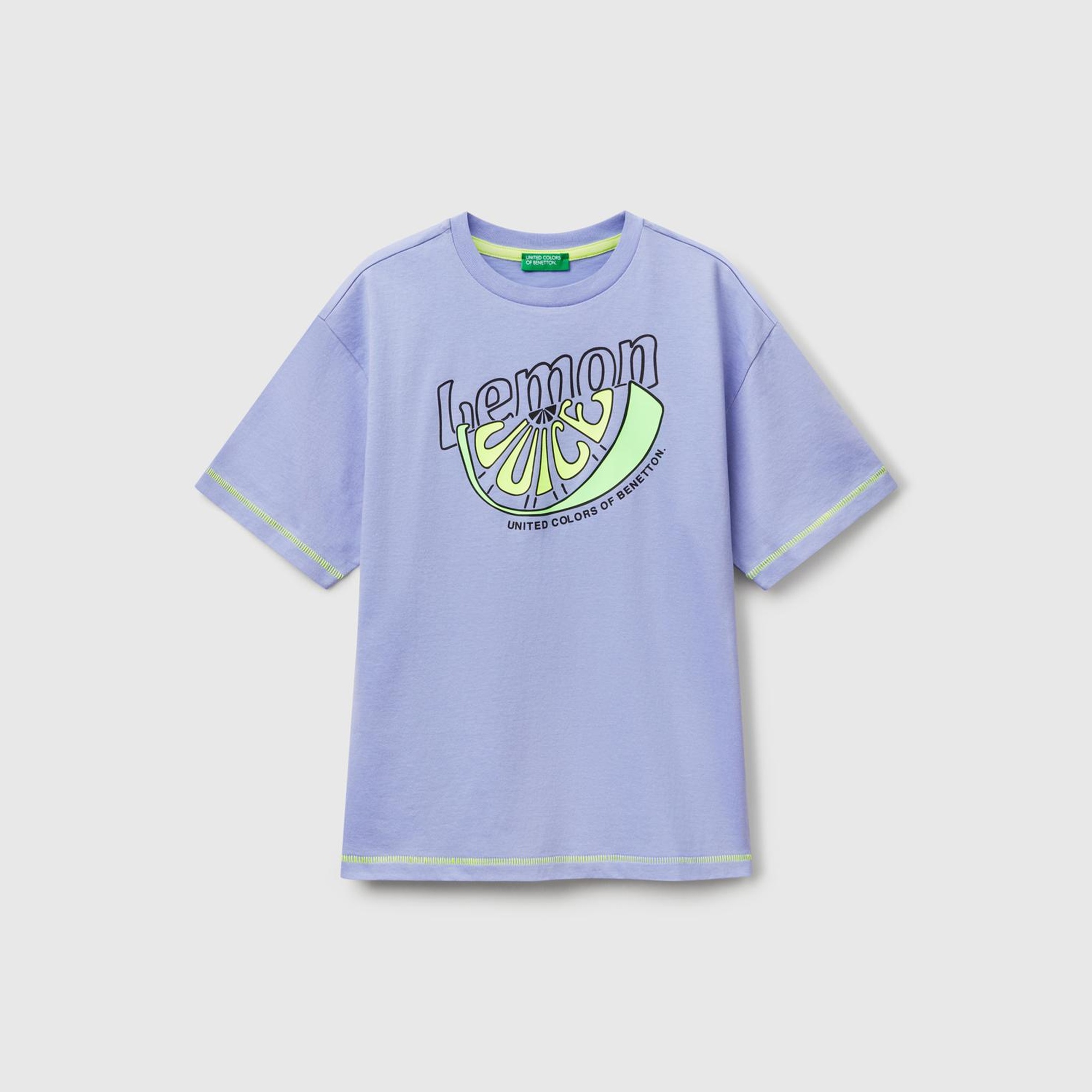 Erkek Çocuk Mor Ajurlu Önü ve Arkası Baskılı T-Shirt