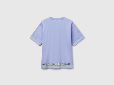  Erkek Çocuk Mor Ajurlu Önü ve Arkası Baskılı T-Shirt