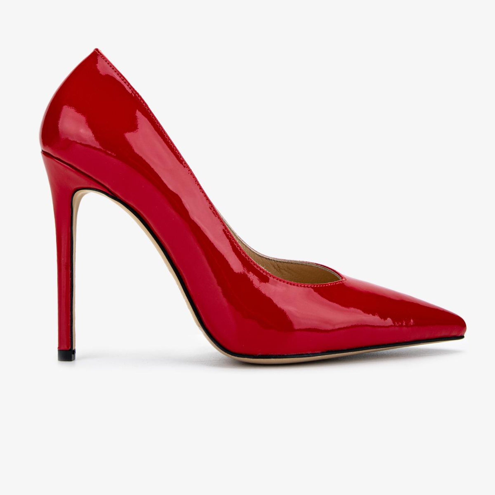 Valmenti Kadın Hakiki Deri Kırmızı Rugan Topuklu Ayakkabı