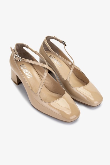  Valmenti Kadın Hakiki Deri Bej Topuklu Ayakkabı