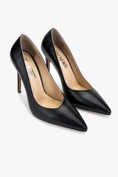  Valmenti Kadın Hakiki Deri Siyah Deri Topuklu Ayakkabı