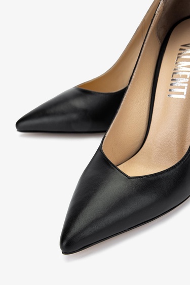  Valmenti Kadın Hakiki Deri Siyah Deri Topuklu Ayakkabı