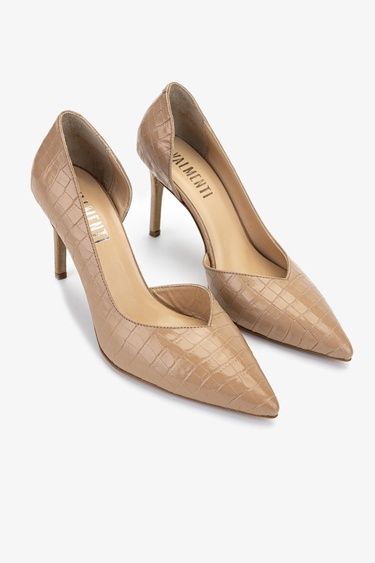  Valmenti Kadın Hakiki Deri Nude Topuklu Ayakkabı