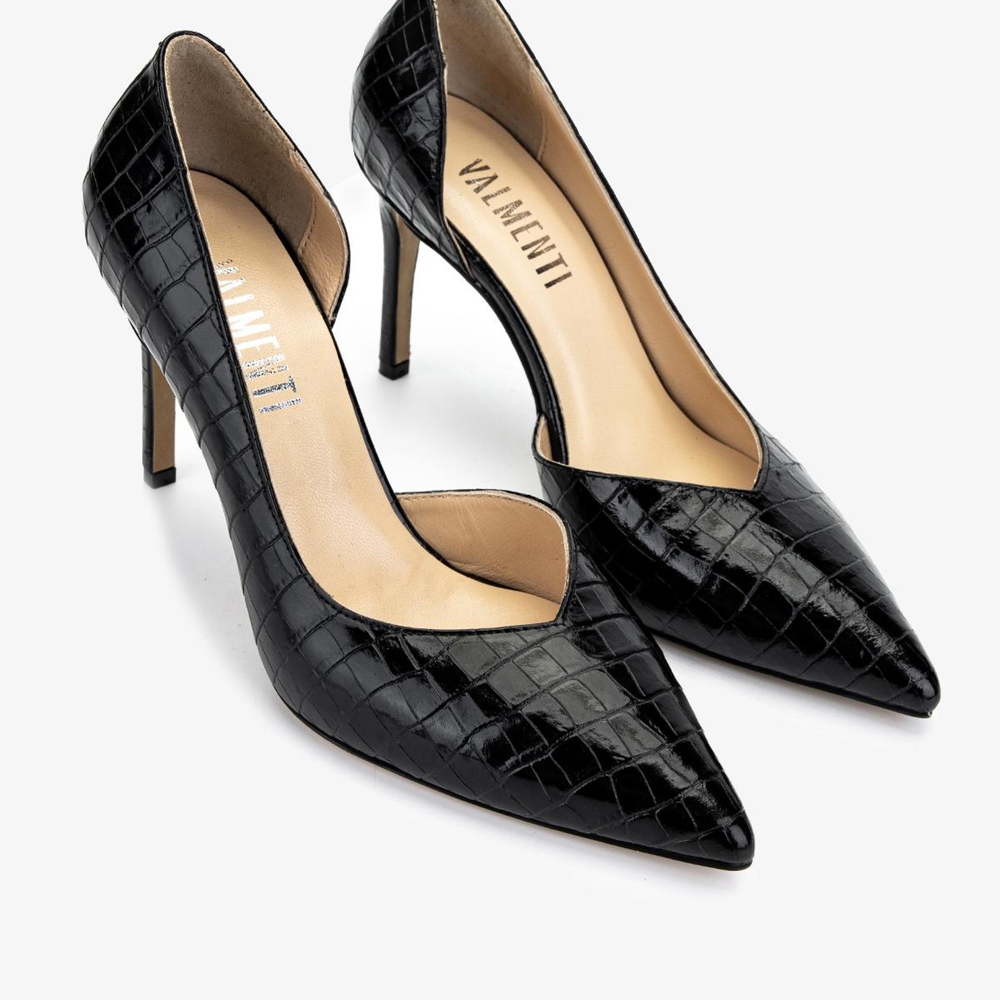 Valmenti Kadın Hakiki Deri Siyah Kroko Topuklu Ayakkabı