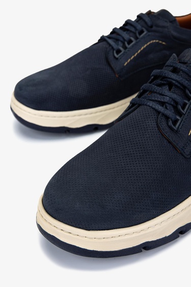  Valmenti Erkek Hakiki Deri Lacivert Nubuk Casual Ayakkabı