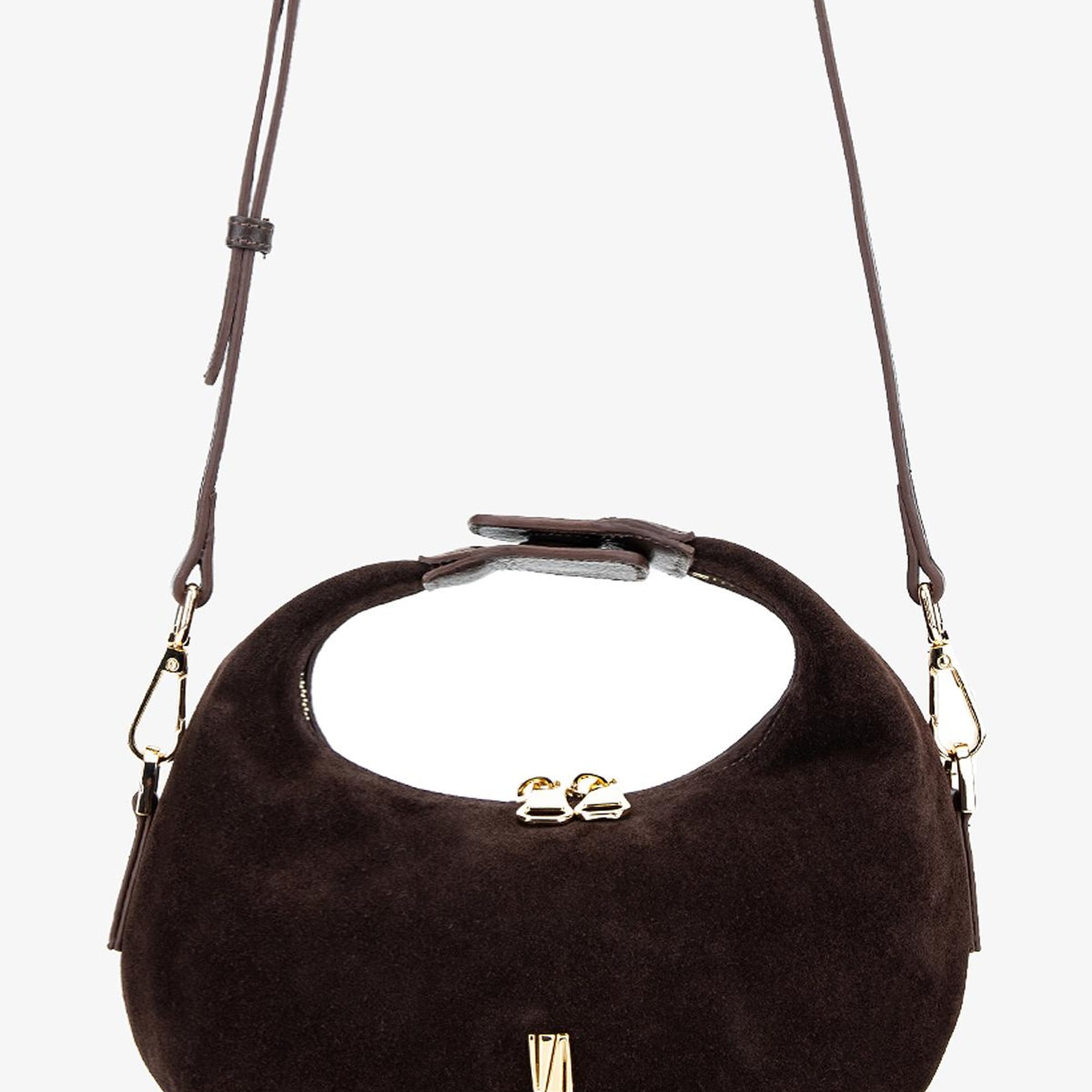 Valmenti Kadın Hakiki Deri Kahverengi Süet El Çantası