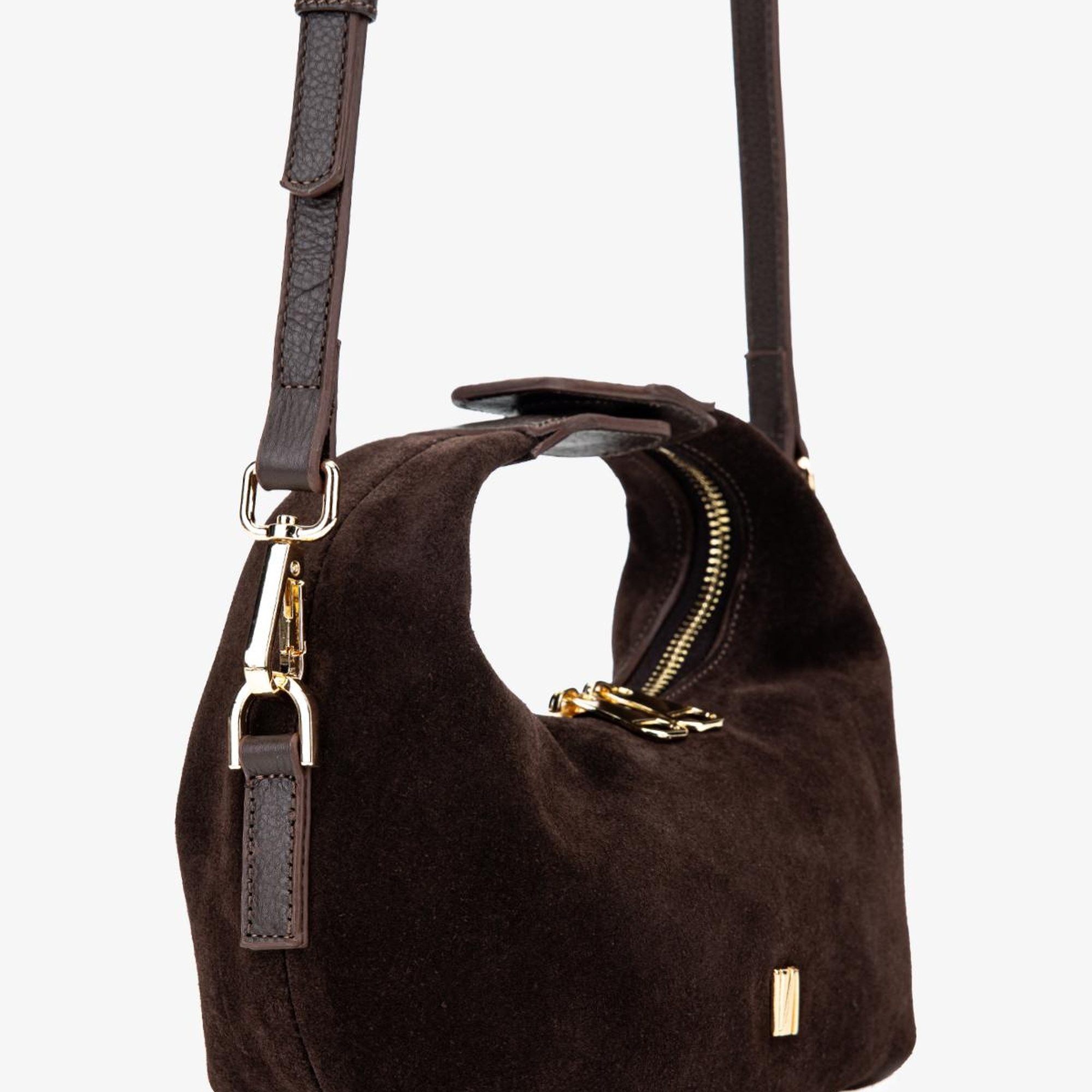 Valmenti Kadın Hakiki Deri Kahverengi Süet El Çantası