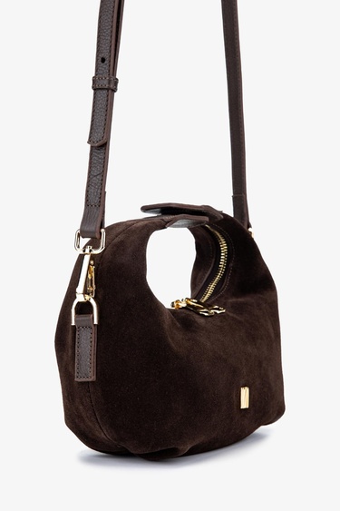  Valmenti Kadın Hakiki Deri Kahverengi Süet El Çantası