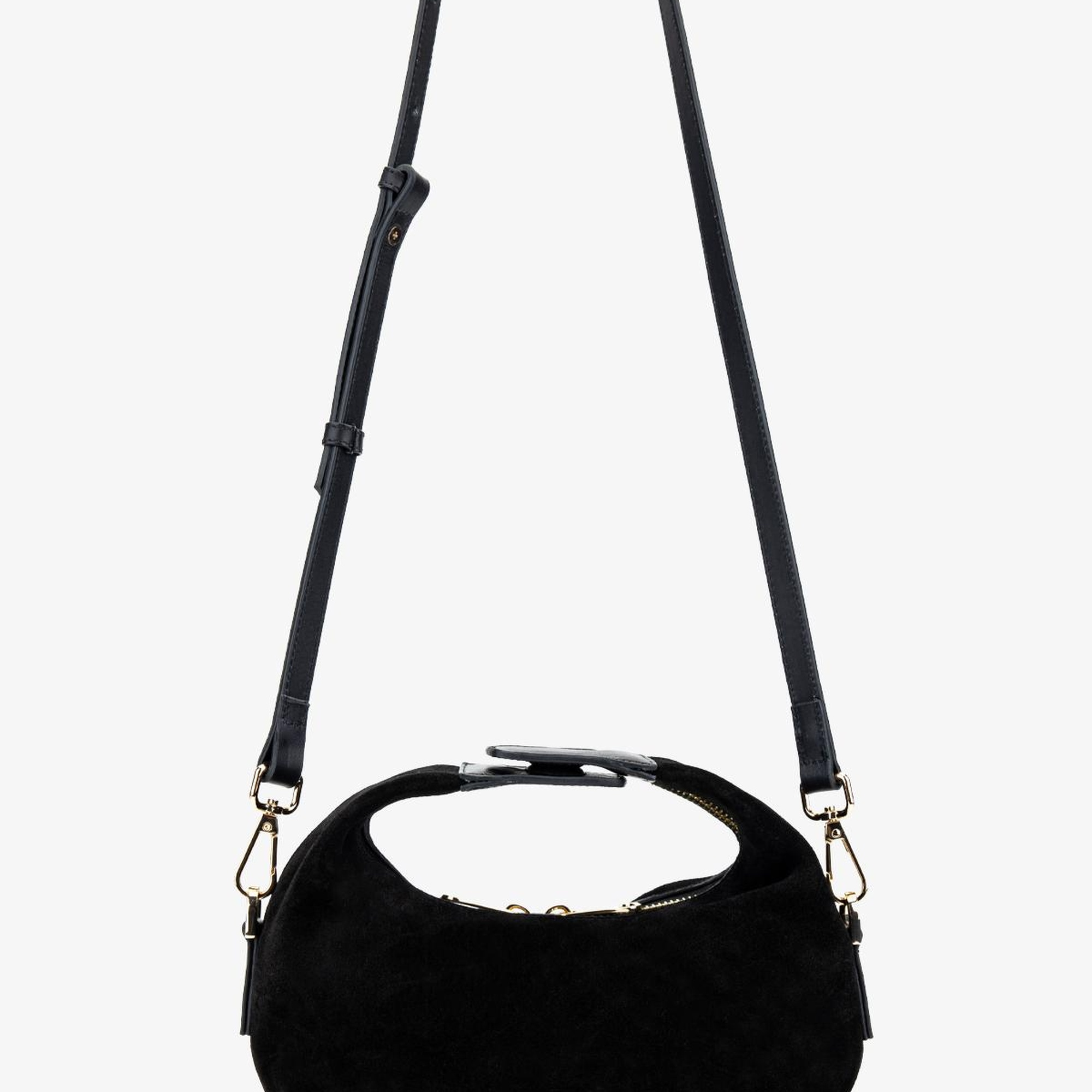 Valmenti Kadın Hakiki Deri Siyah Süet El Çantası