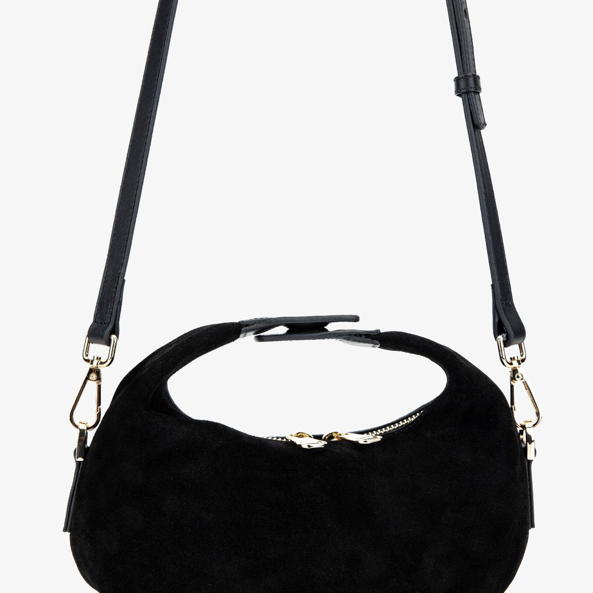 Valmenti Kadın Hakiki Deri Siyah Süet El Çantası