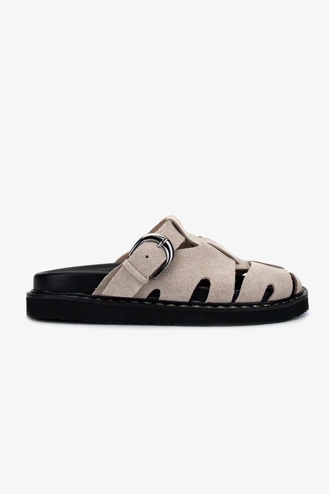  Valmenti Kadın Hakiki Deri Bej Süet Düz Terlik