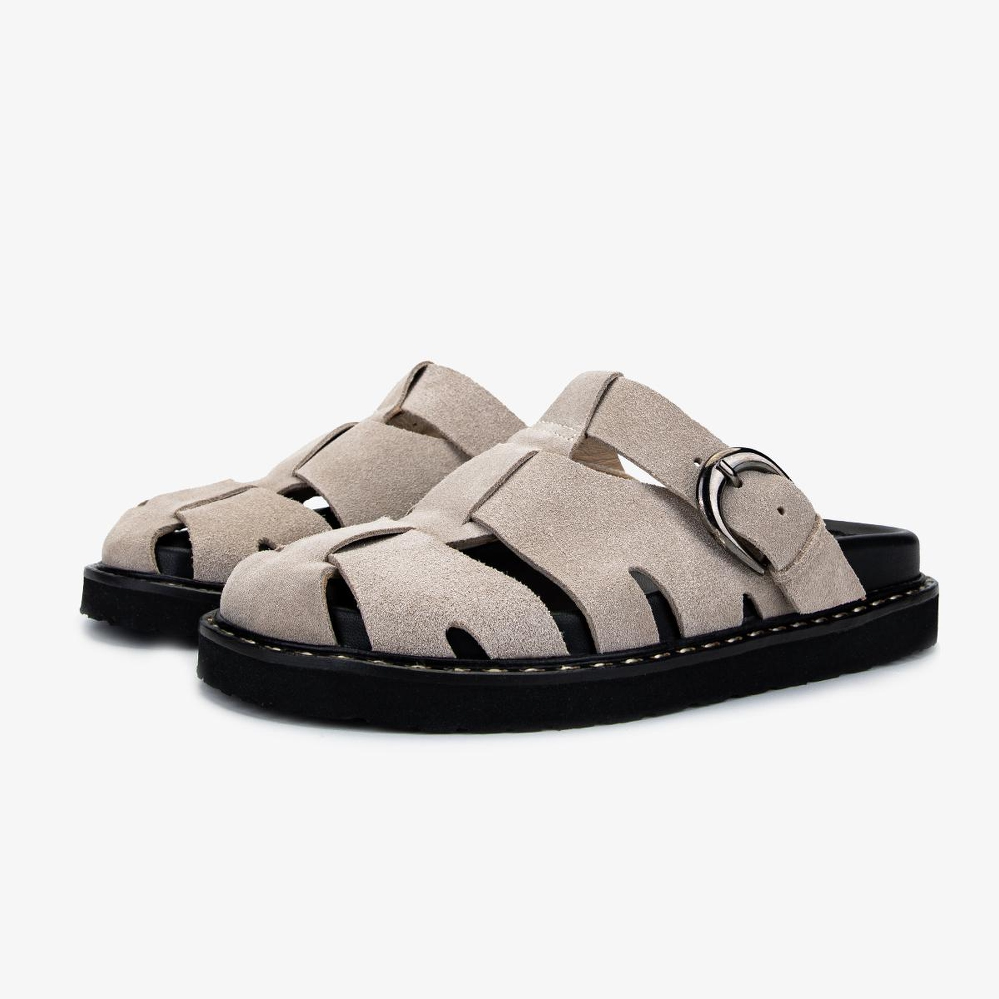 Valmenti Kadın Hakiki Deri Bej Süet Düz Terlik