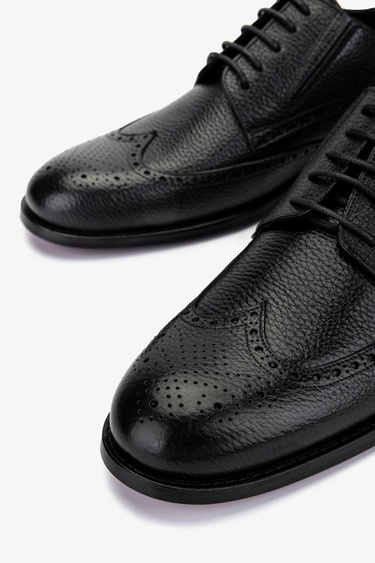  Valmenti Erkek Hakiki Deri Siyah Klasik Ayakkabı