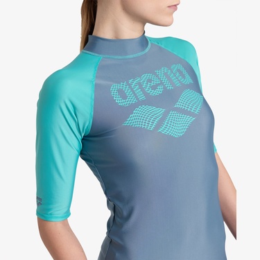  Arena Rash Vest Kadın Mavi Yüzücü Mayosu