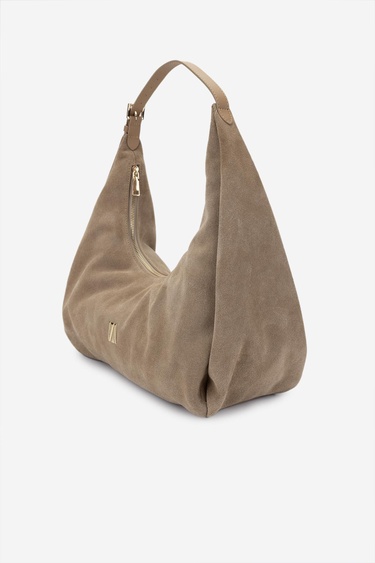  Valmenti Kadın Hakiki Deri Bej Süet Omuz Çanta