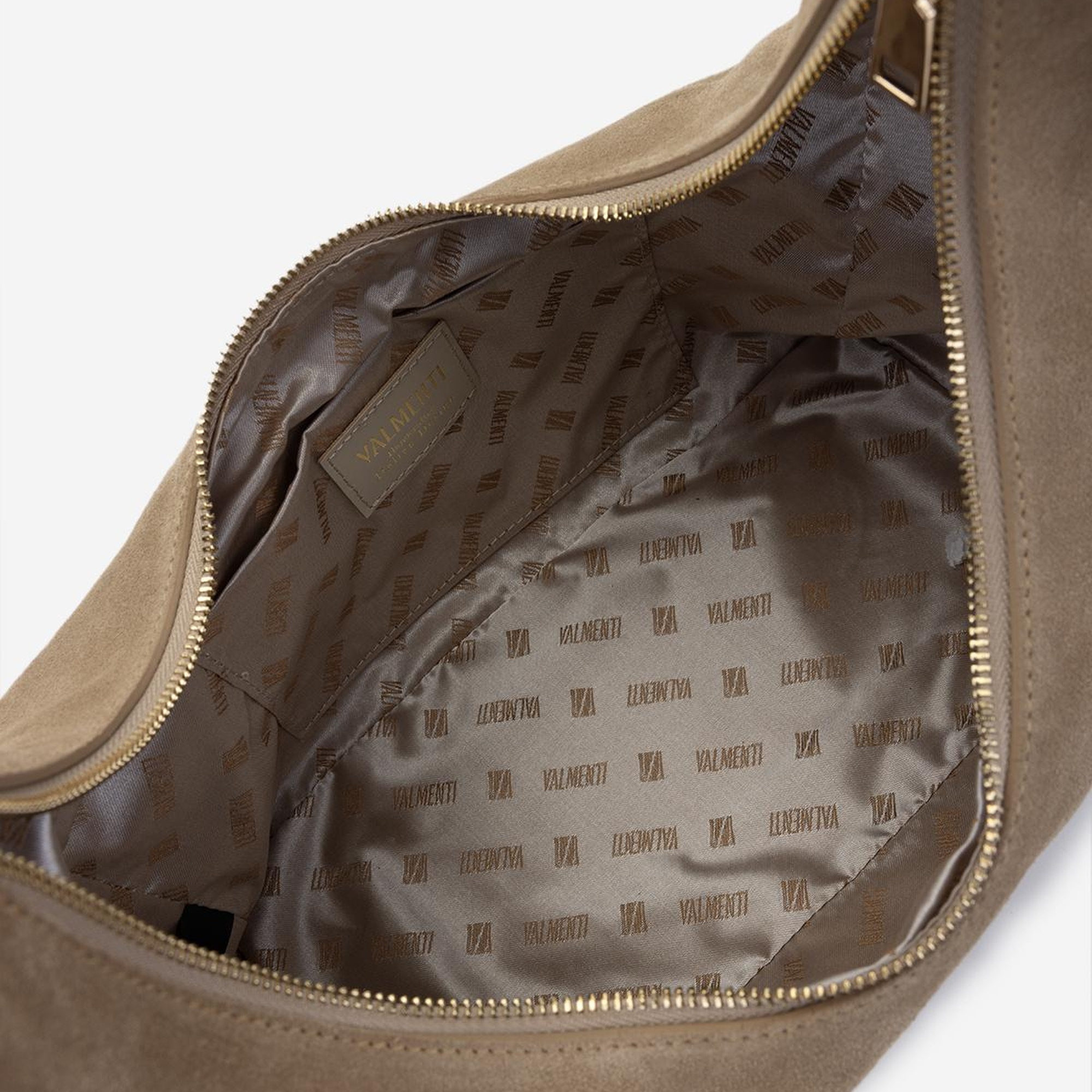 Valmenti Kadın Hakiki Deri Bej Süet Omuz Çanta