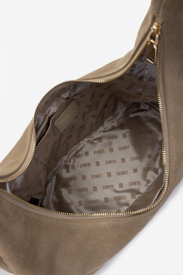  Valmenti Kadın Hakiki Deri Bej Süet Omuz Çanta