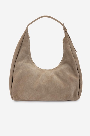  Valmenti Kadın Hakiki Deri Bej Süet Omuz Çanta