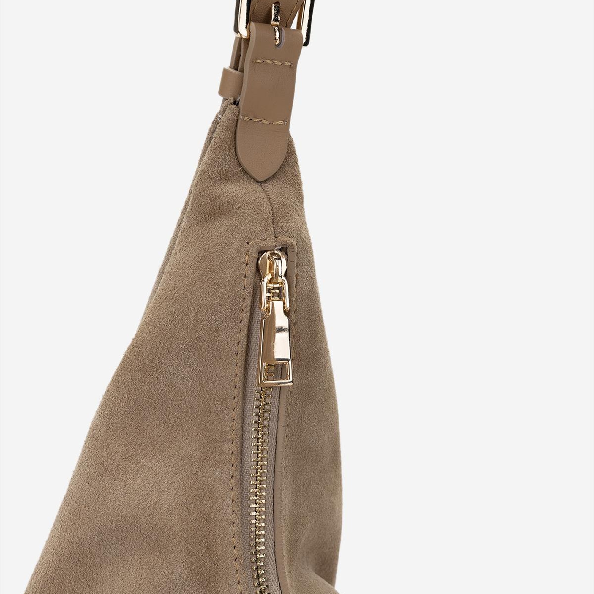 Valmenti Kadın Hakiki Deri Bej Süet Omuz Çanta