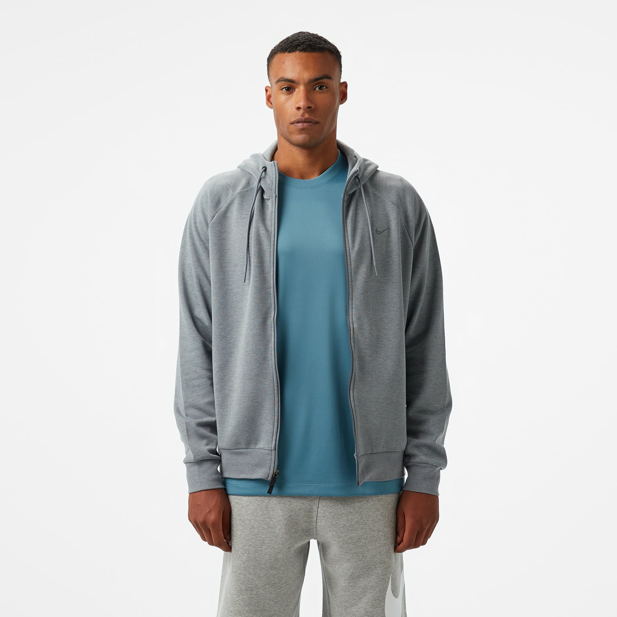 Nike Dri-Fit Primary Fleece Erkek Gri Hoodie