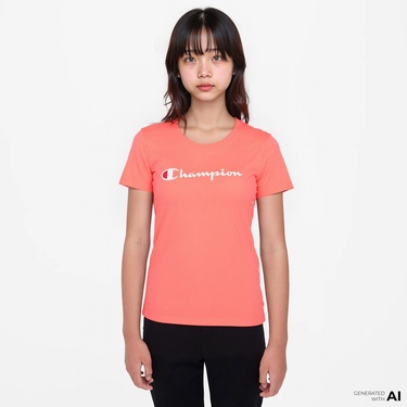  Champion Script Logo Jersey Çocuk Kırmızı T-Shirt