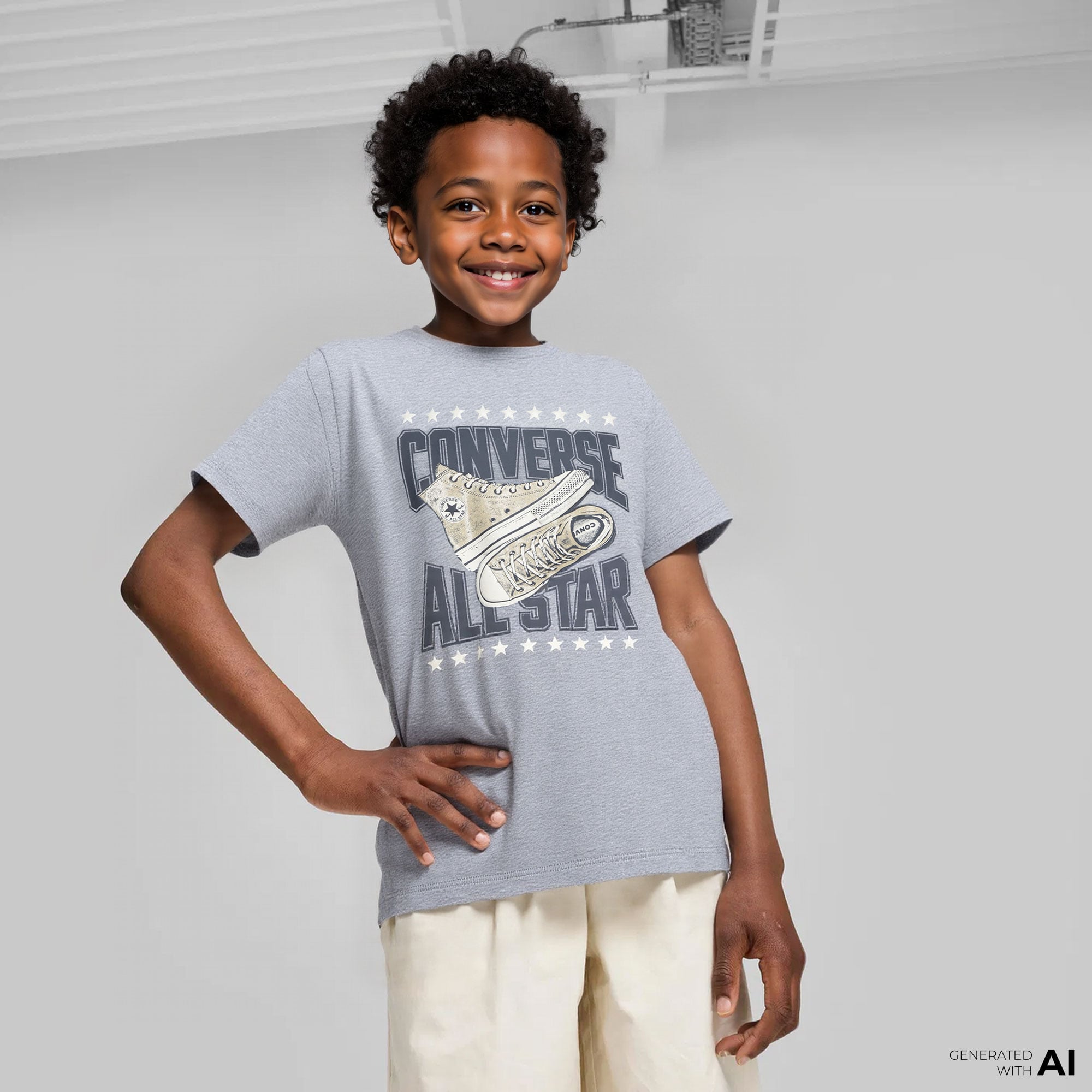  Converse Tıe Front Çocuk Gri T-Shirt