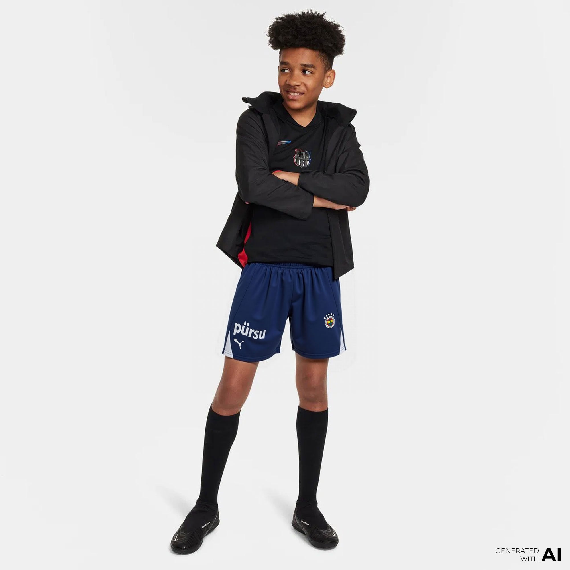  Puma Fenerbahçe SK 24-25 İç Saha Çocuk Lacivert Futbol Şortu