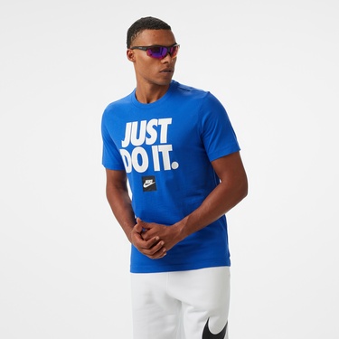  Nike Sportswear Verbiage Erkek Mavi T-Shirt