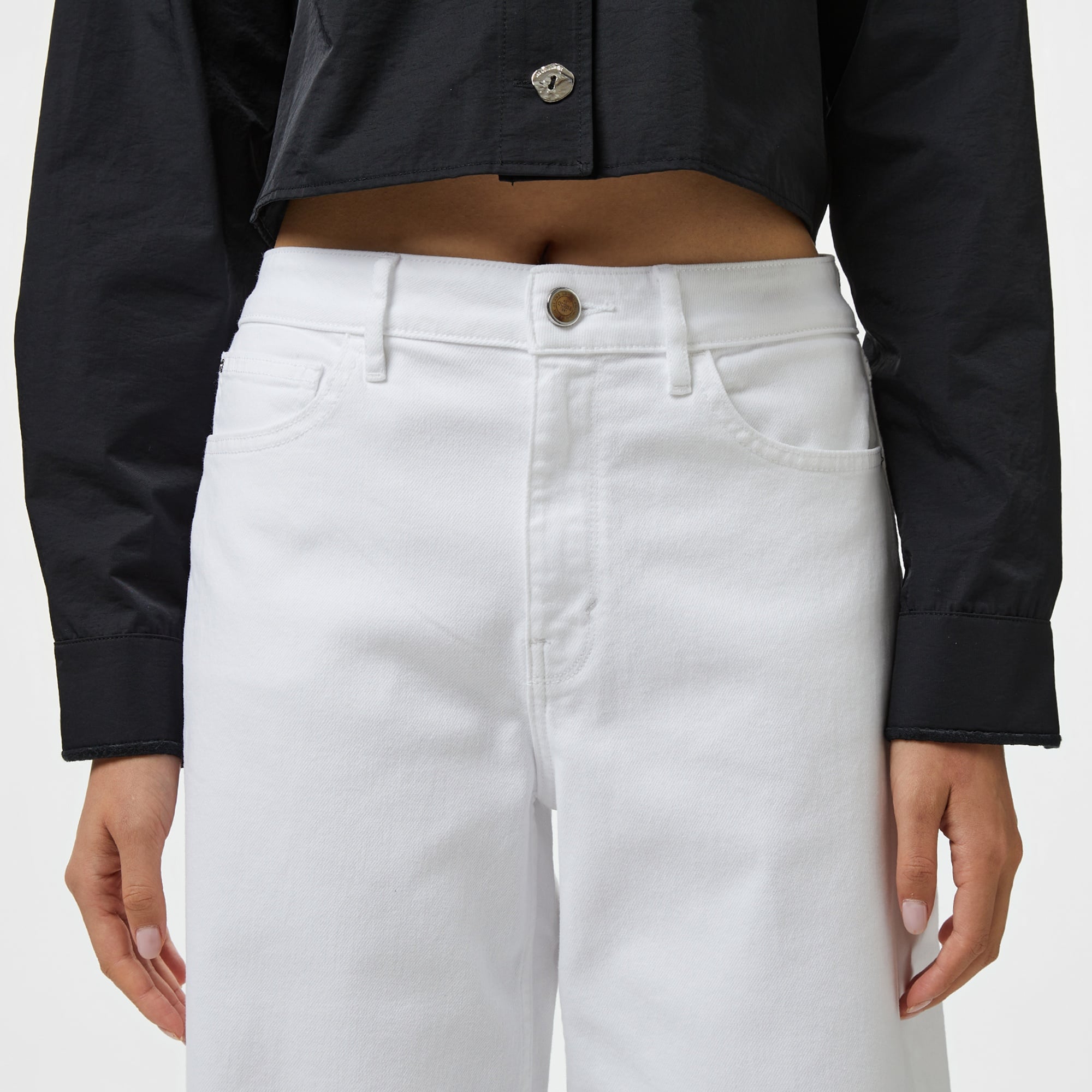 Guess Bellflower Crop Wide  Kadın Beyaz Jean