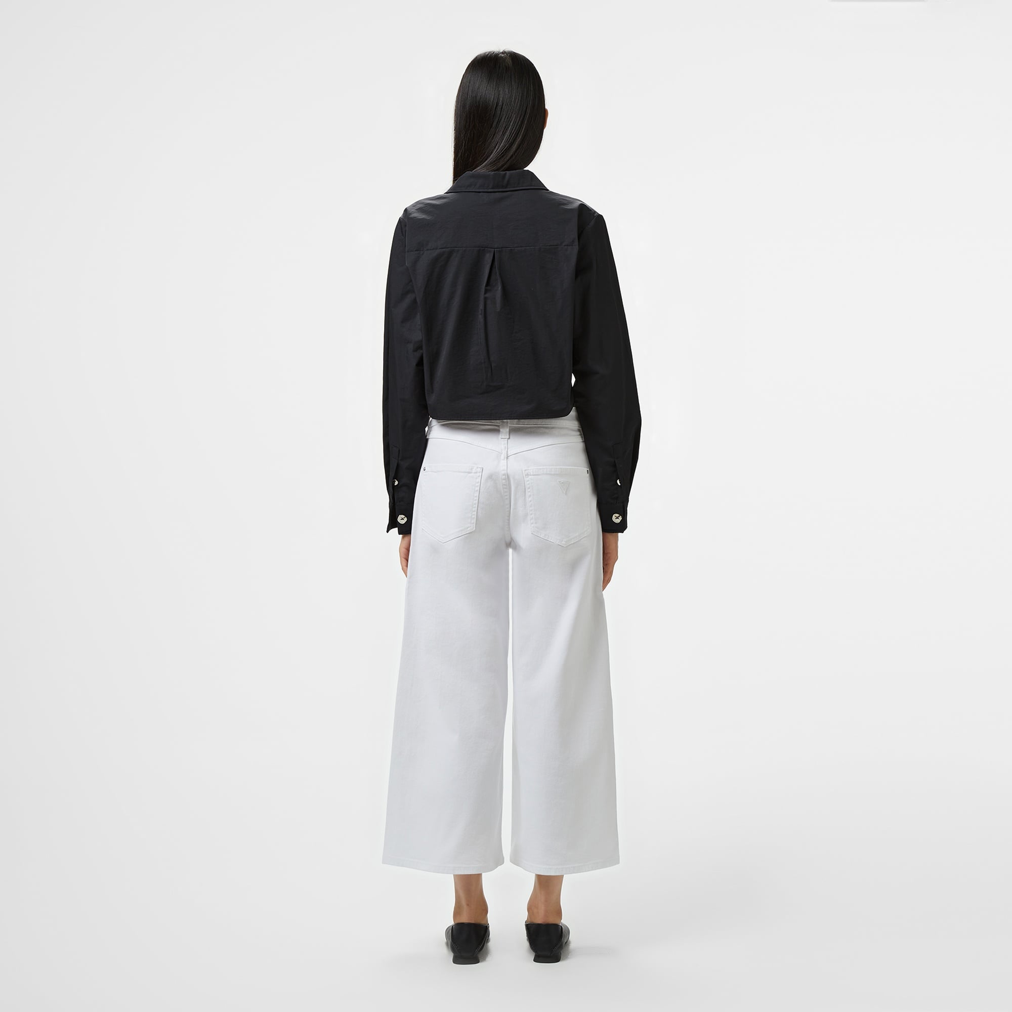 Guess Bellflower Crop Wide  Kadın Beyaz Jean