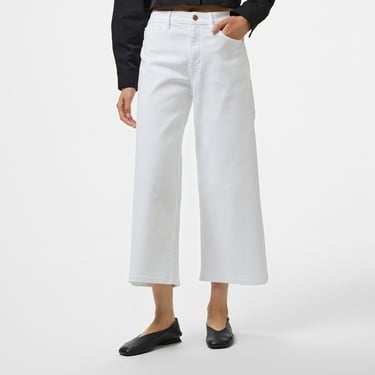  Guess Bellflower Crop Wide  Kadın Beyaz Jean