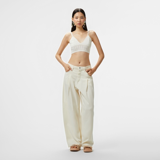  Boss Slouchy Pleatd Kadın Beyaz Jean