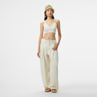  Boss Slouchy Pleatd Kadın Beyaz Jean