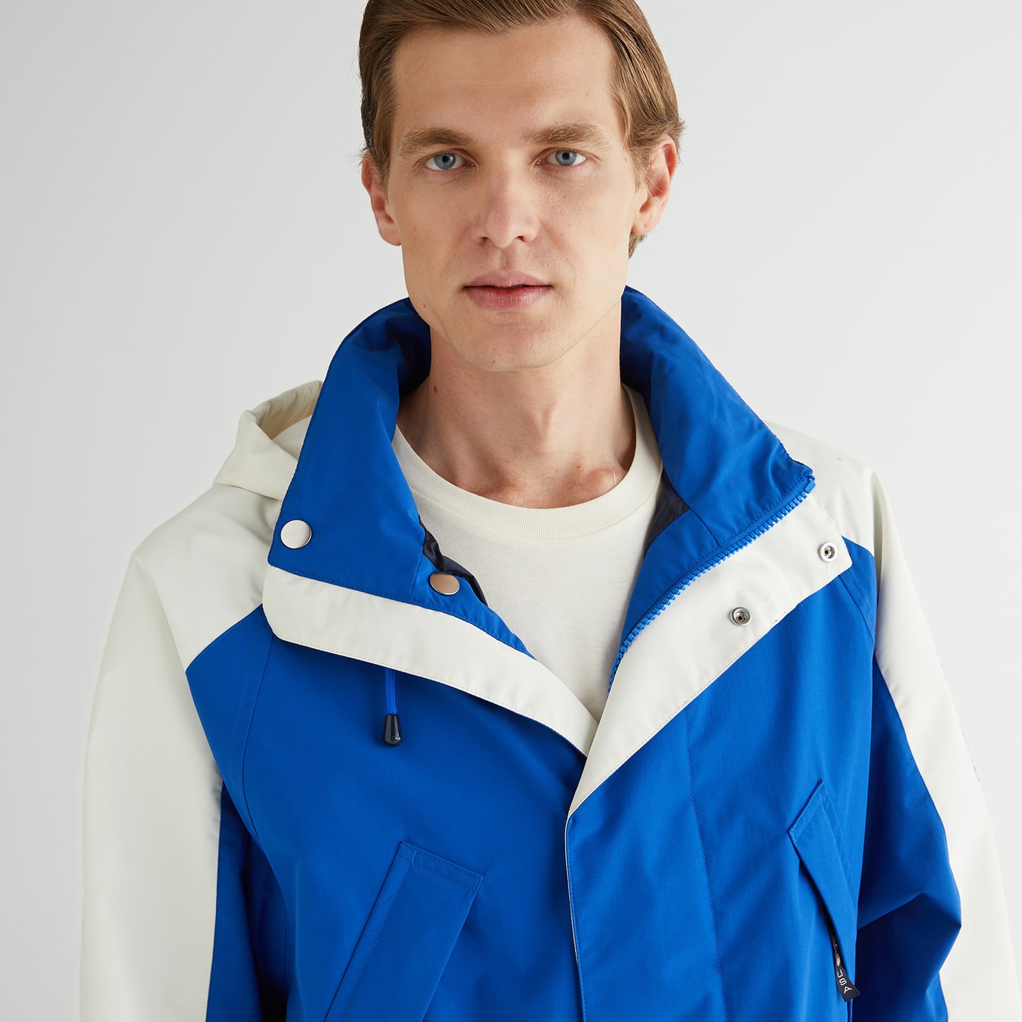 GANT Erkek Lacivert Relaxed Fit Kapüşonlu Renk Bloklu Mont