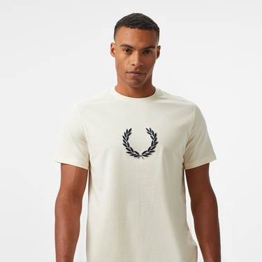 Fred Perry Textured Laurel Wreath Erkek Bej T-Shirt