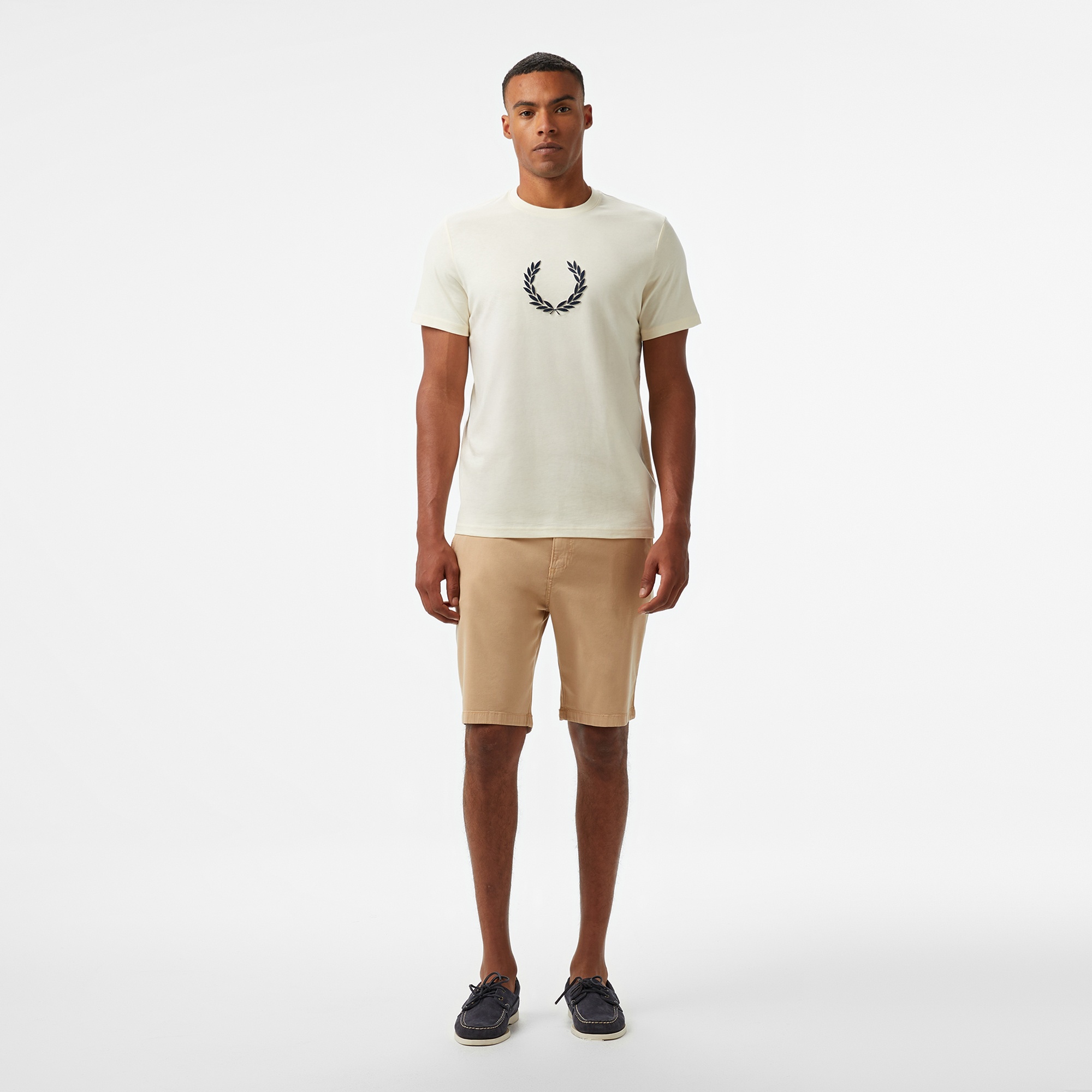 Fred Perry Textured Laurel Wreath Erkek Bej T-Shirt