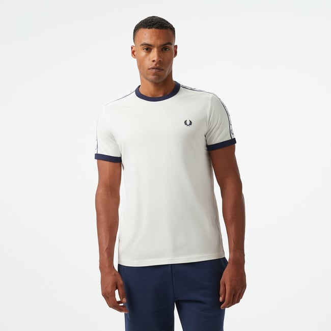  Fred Perry Taped Ringer Erkek Beyaz T-Shirt