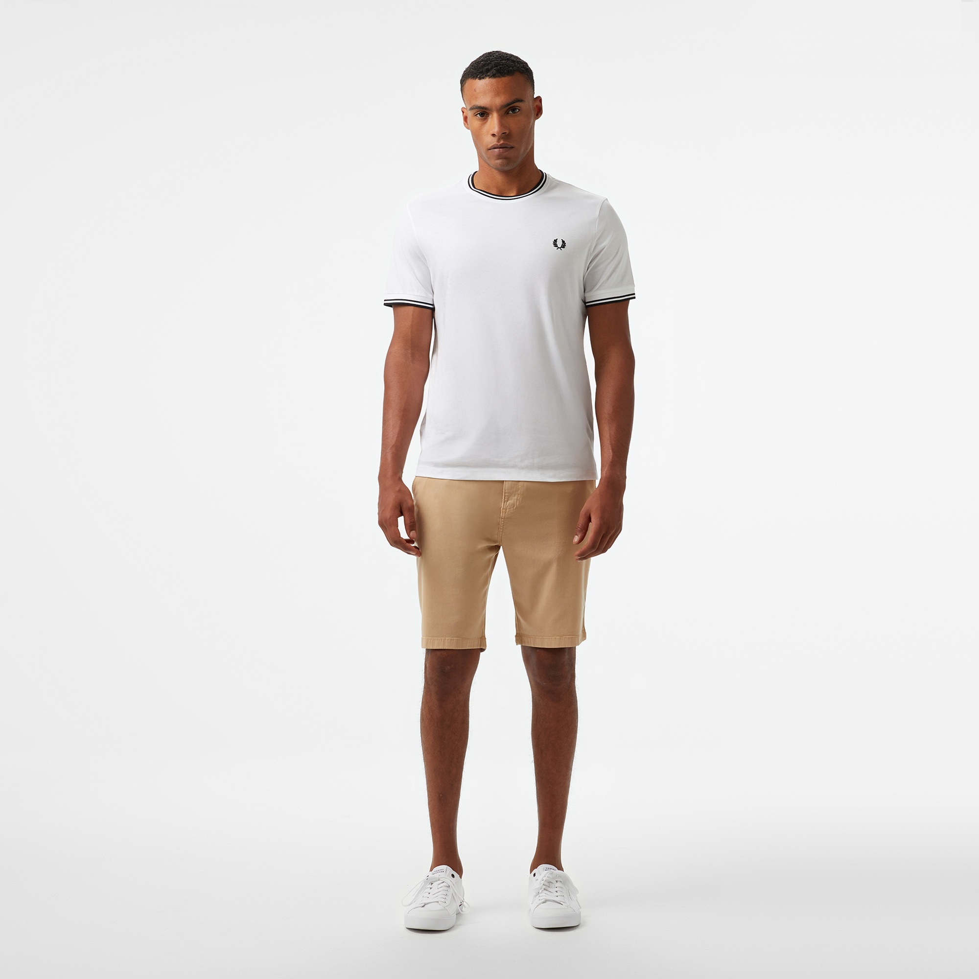 Fred Perry Twin Tipped Erkek Beyaz T-Shirt