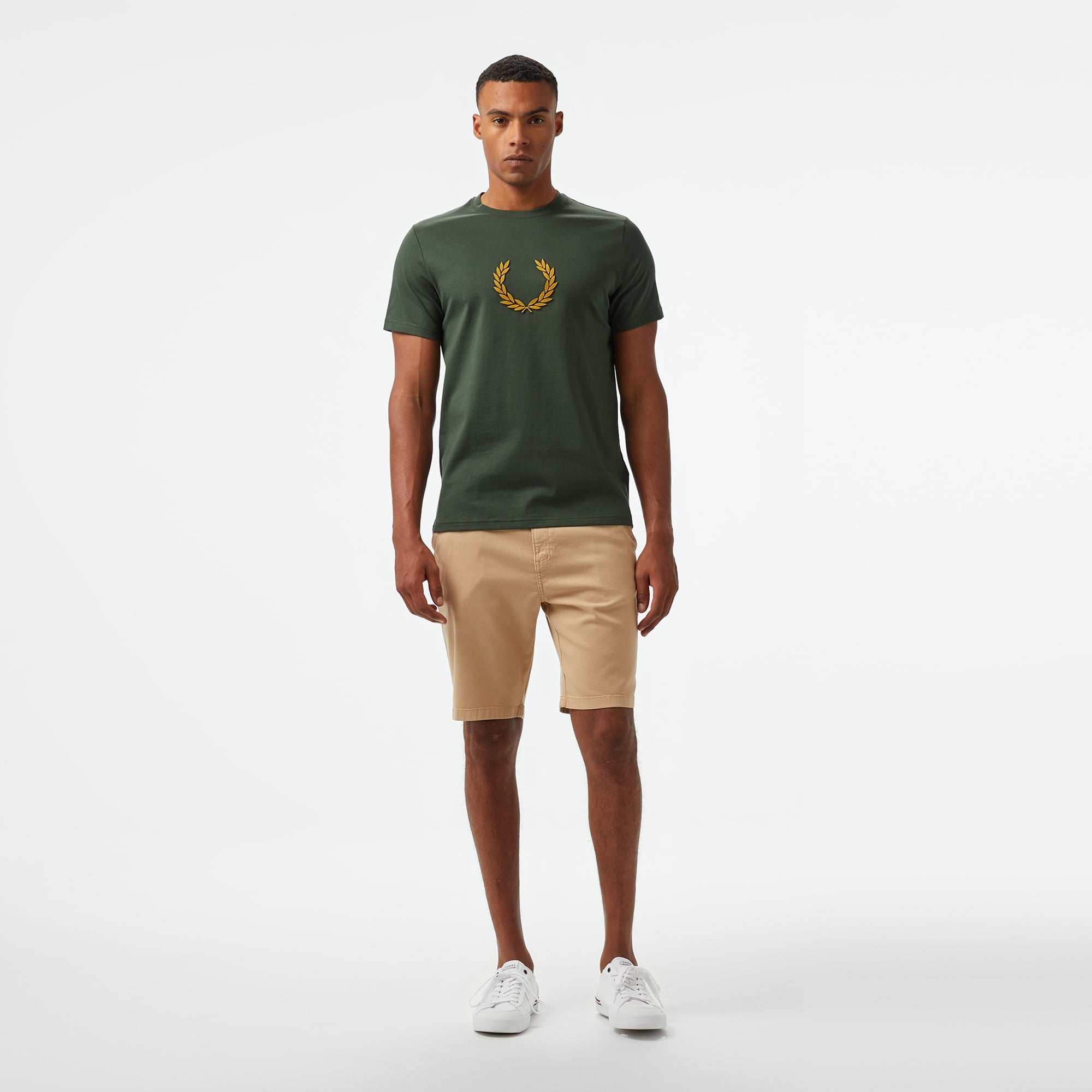 Fred Perry Textured Laurel Wreath Erkek Yeşil T-Shirt