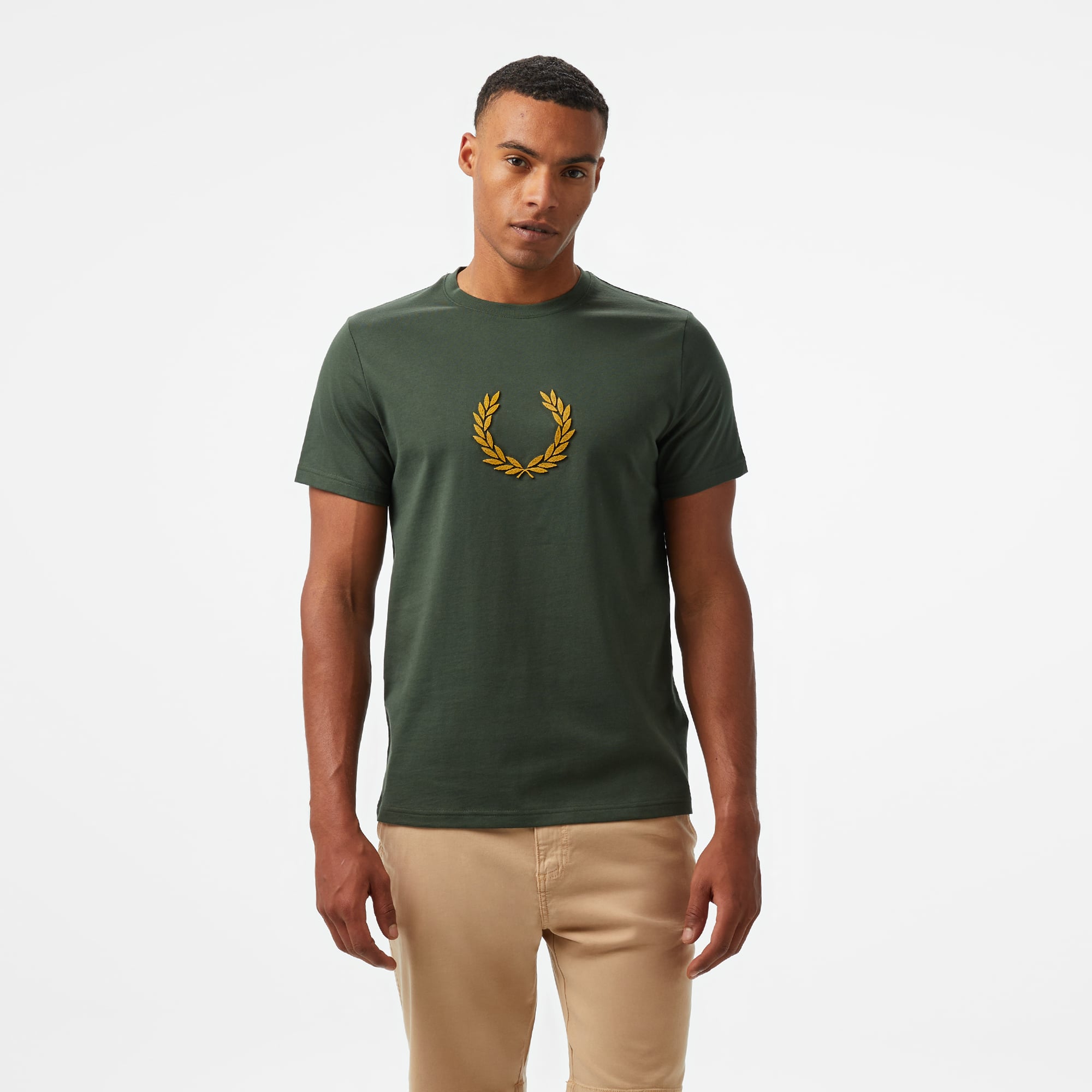  Fred Perry Textured Laurel Wreath Erkek Yeşil T-Shirt